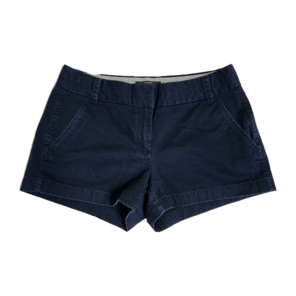 J. Crew Navy Low Rise Cotton Chino Shorts Women's 4 Coastal Nautical Preppy